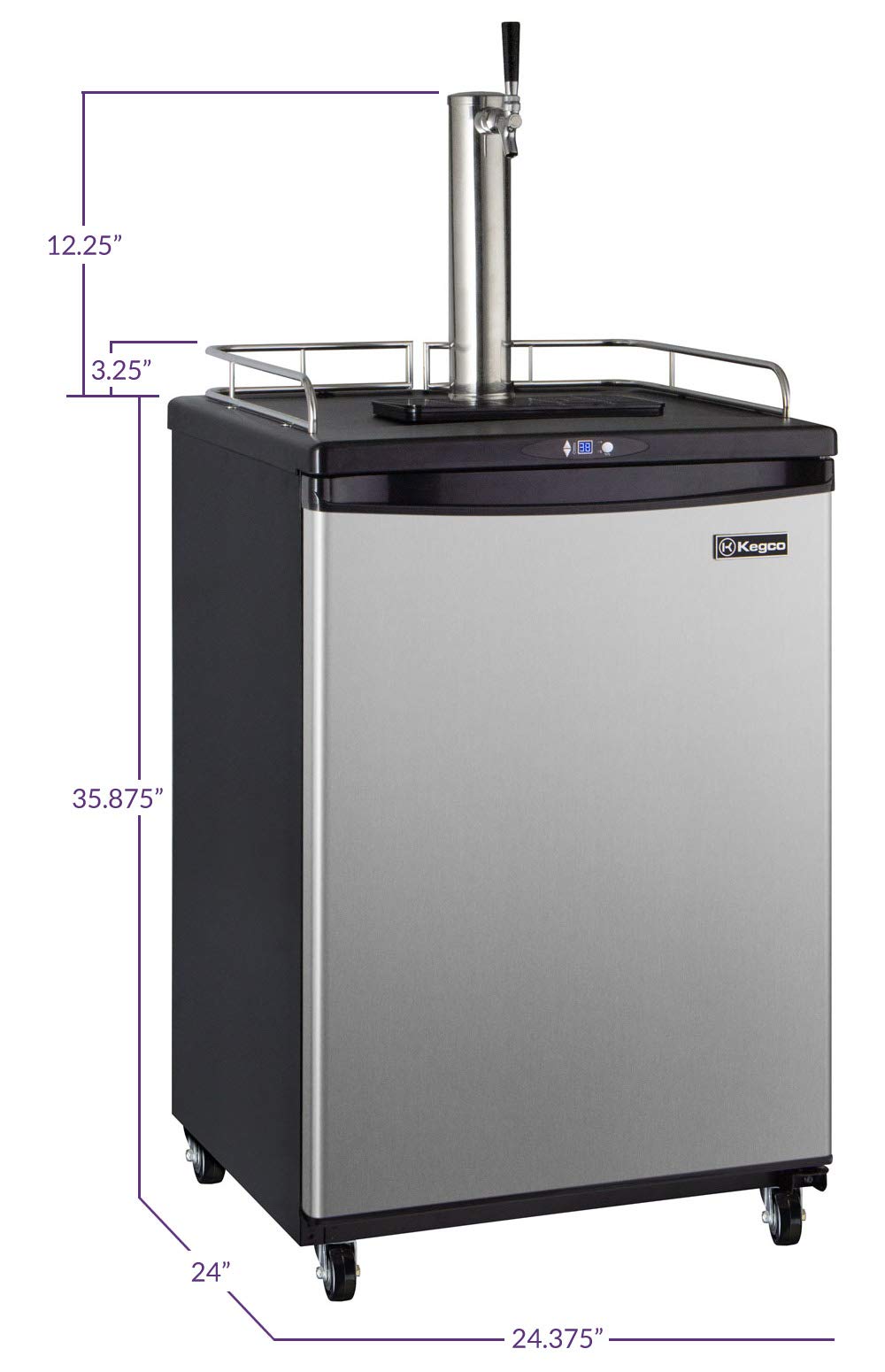 Kegco Keg Dispenser, Single Faucet, Stainless Steel
