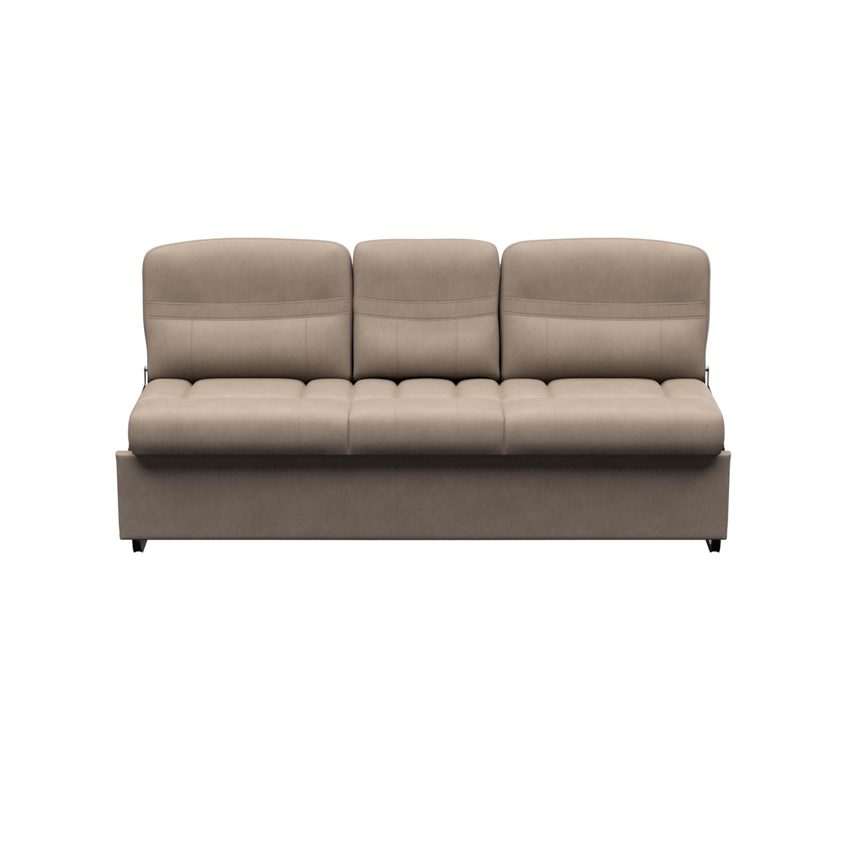 Thomas Payne Signature 72" Driftwood RV Jackknife Sleeper Sofa with Matching Kickboard, Easy Transition, High-Density Foam Cushioning, Fold-Down Center, Dual Cupholders - 2024044413