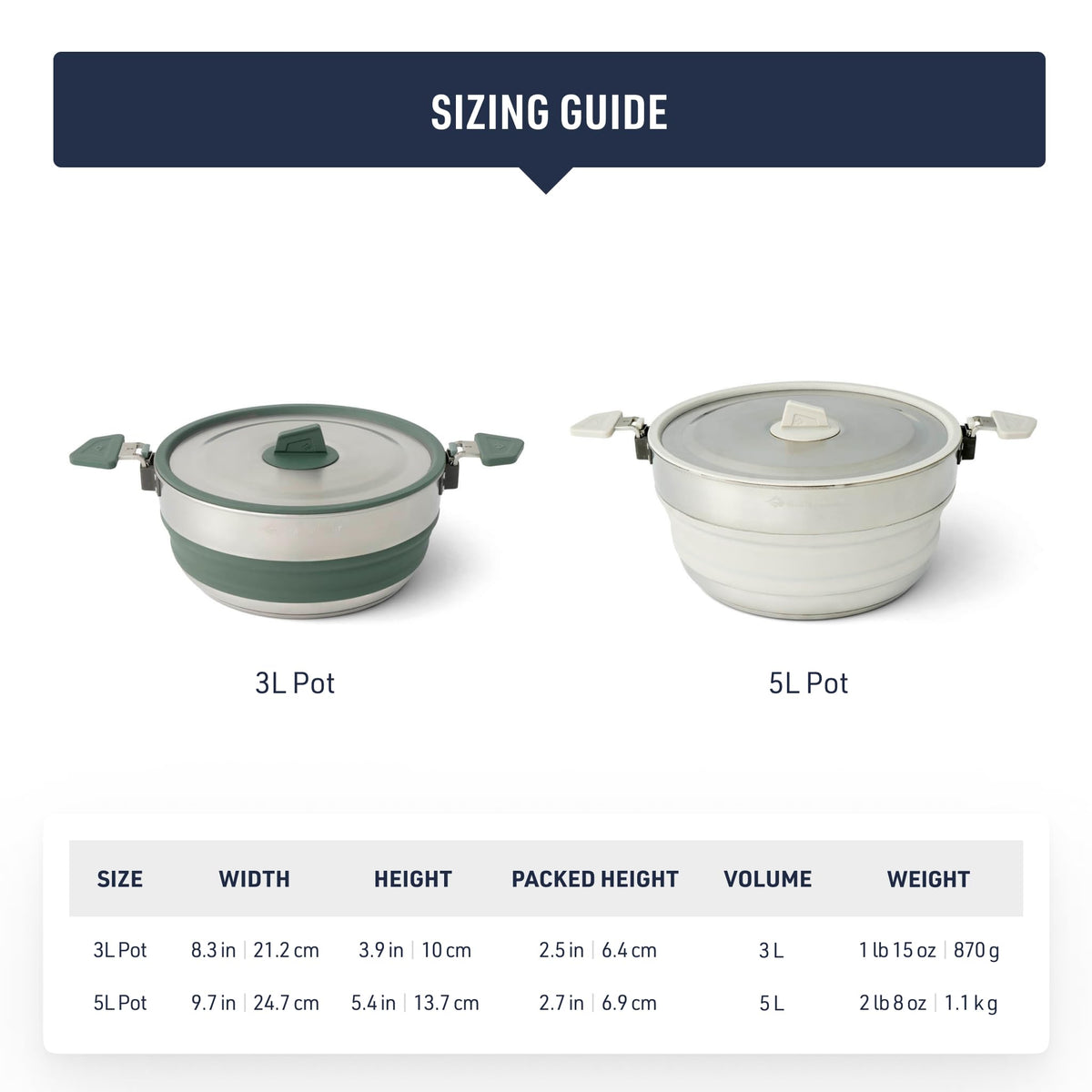 Sea to Summit Detour Stainless Steel Collapsible Pot, 3 Liters