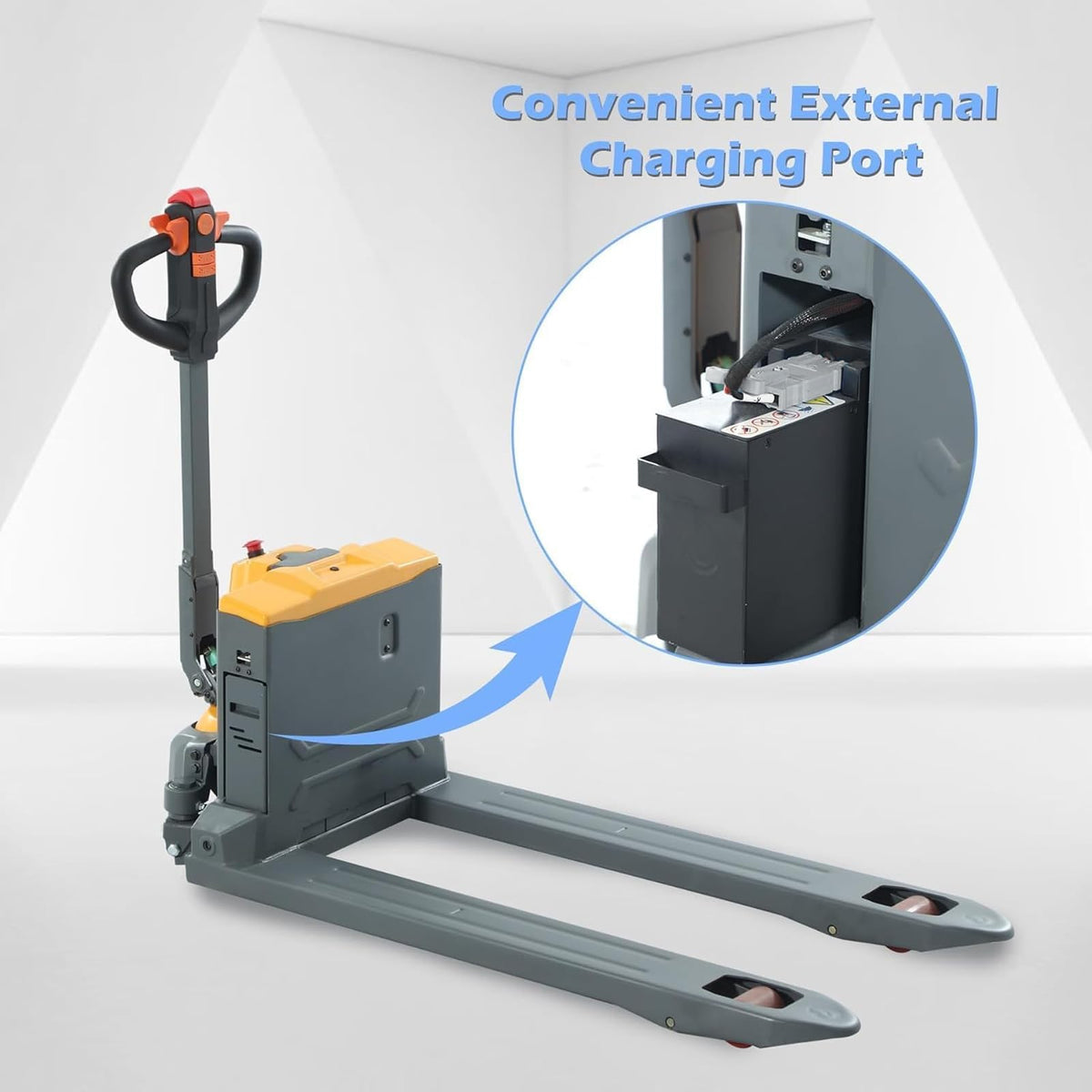 Apollo Full Electric Pallet Truck Lithium Power Pallet Jack Truck 4400lbs Capacity 48" L x 27" W Forks for Material Handling, Strong Torque for Climbing, Suitable for Warehouse, Supermarket, A-1038