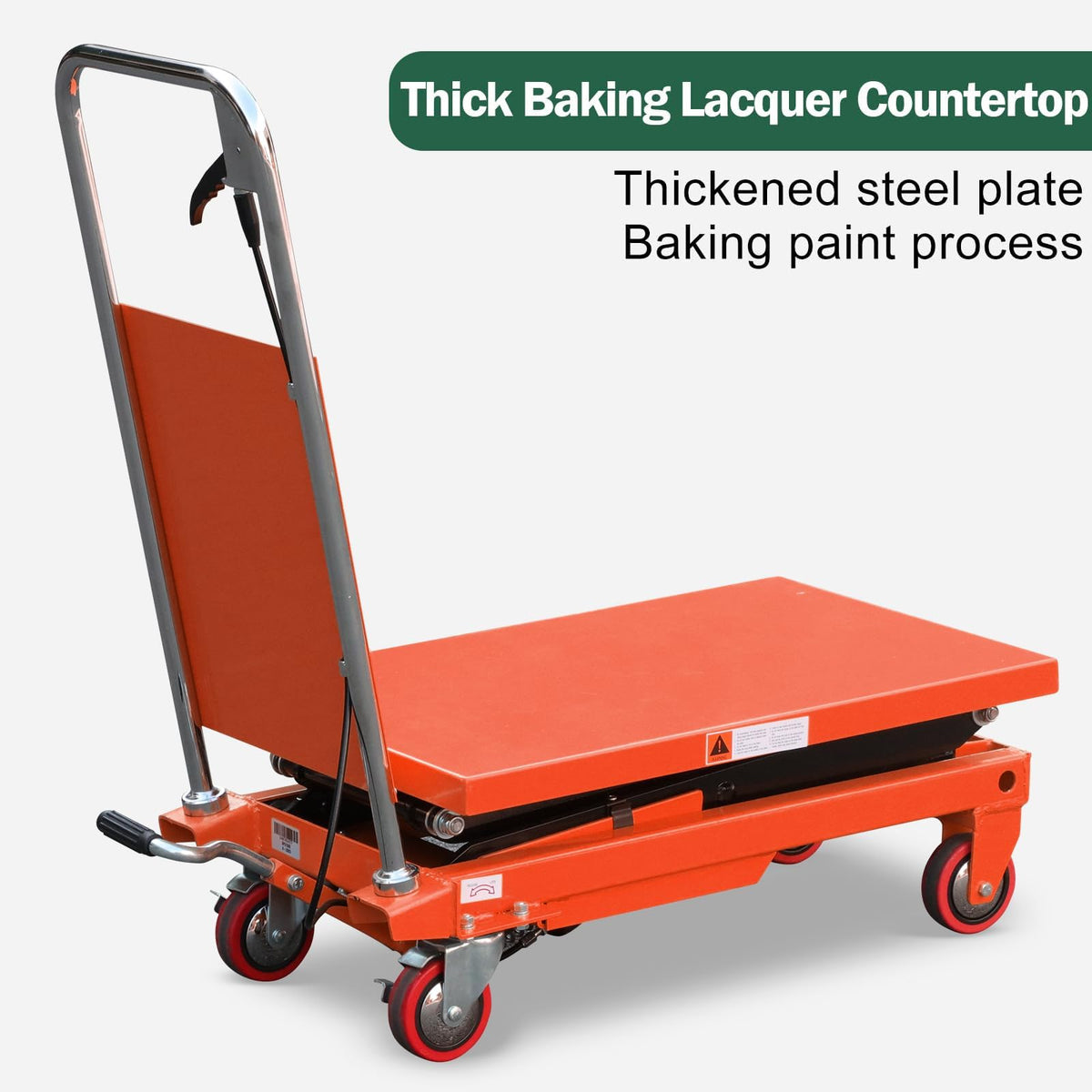 Tory Carrier Double Scissor Lift Table, 330 Lbs Capacity, Hydraulic Lift Cart 43.3" Lifting Height, Manual Scissor Lift Table W/4 Wheels, Foot Pump, Elevating Hydraulic Cart