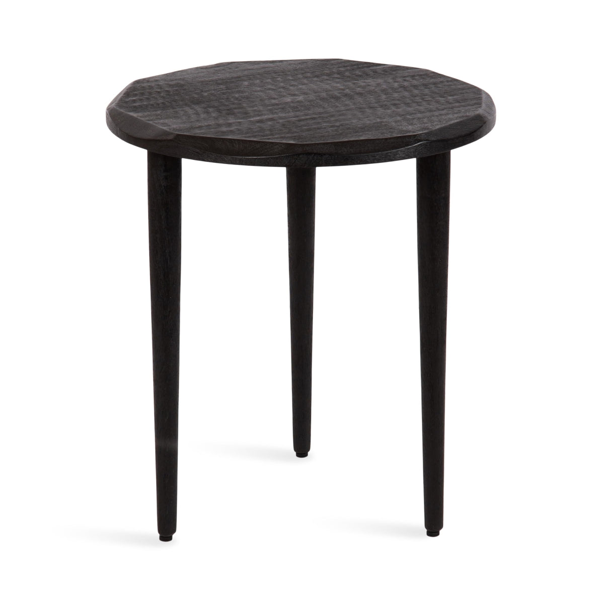 Kate and Laurel Tavares Modern Wooden Round Side Table, 18 x 18 x 20, Black, Solid Wood Accent End Table with Textured Top and Faceted Edge for Use as Indoor Plant Stand or Living Room Decor Piece