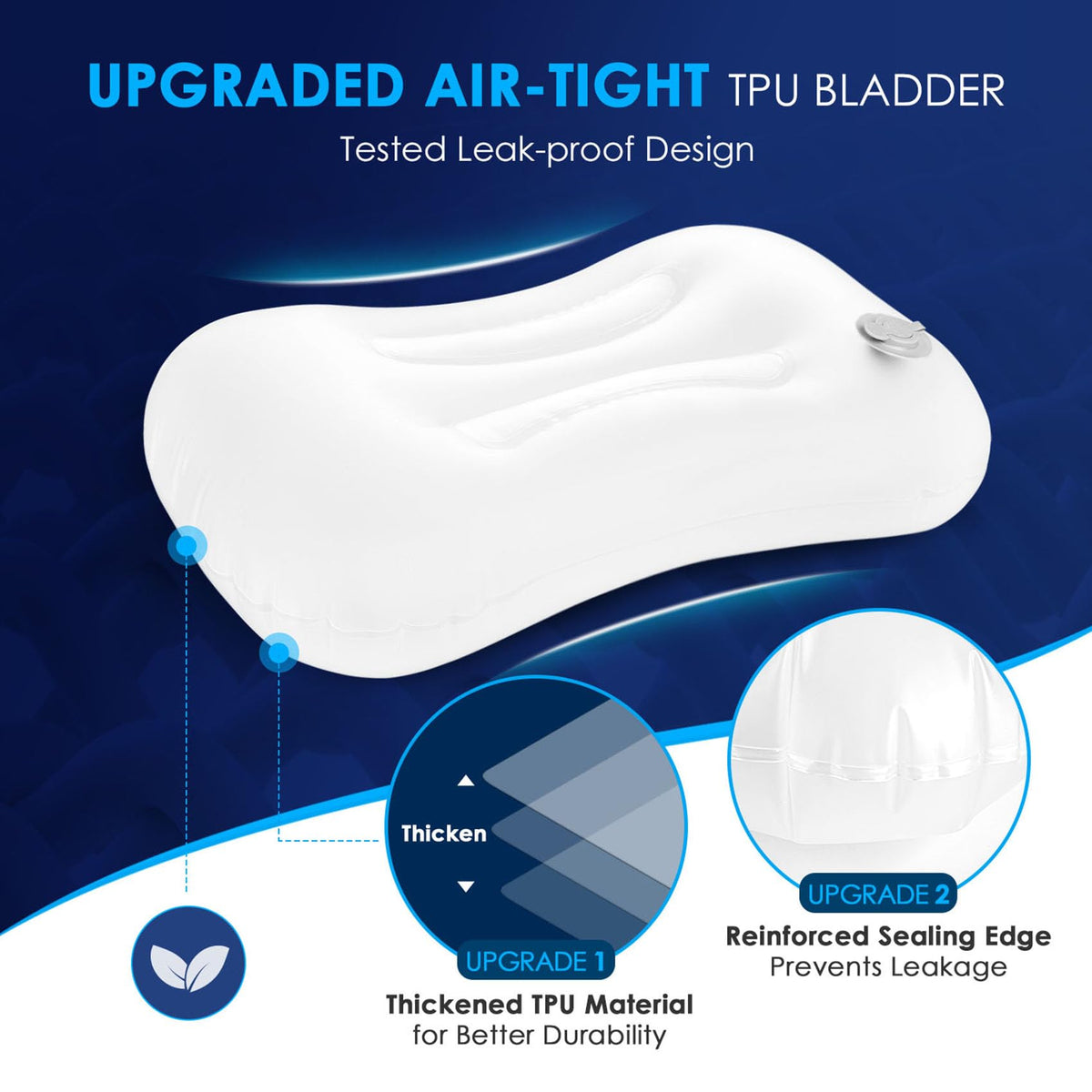 Hikenture Ultralight Inflatable Pillow with Removable Cover and 4" Thick Self Inflating Sleeping Pad with Electric Pump for 2 Person Set