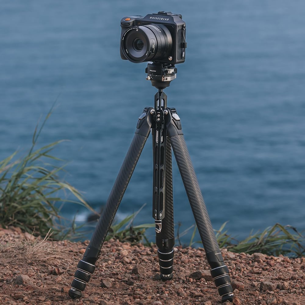 Falcam TreeRoot F38 Pro Carbon Fiber Tripod, 61" Quick Lock Travel Tripod with 360° Ball Head, 5kg Load, F22 Interfaces, 1/4" Screw, Carry Strap Holes for DSLR, Mirrorless, and Video Cameras