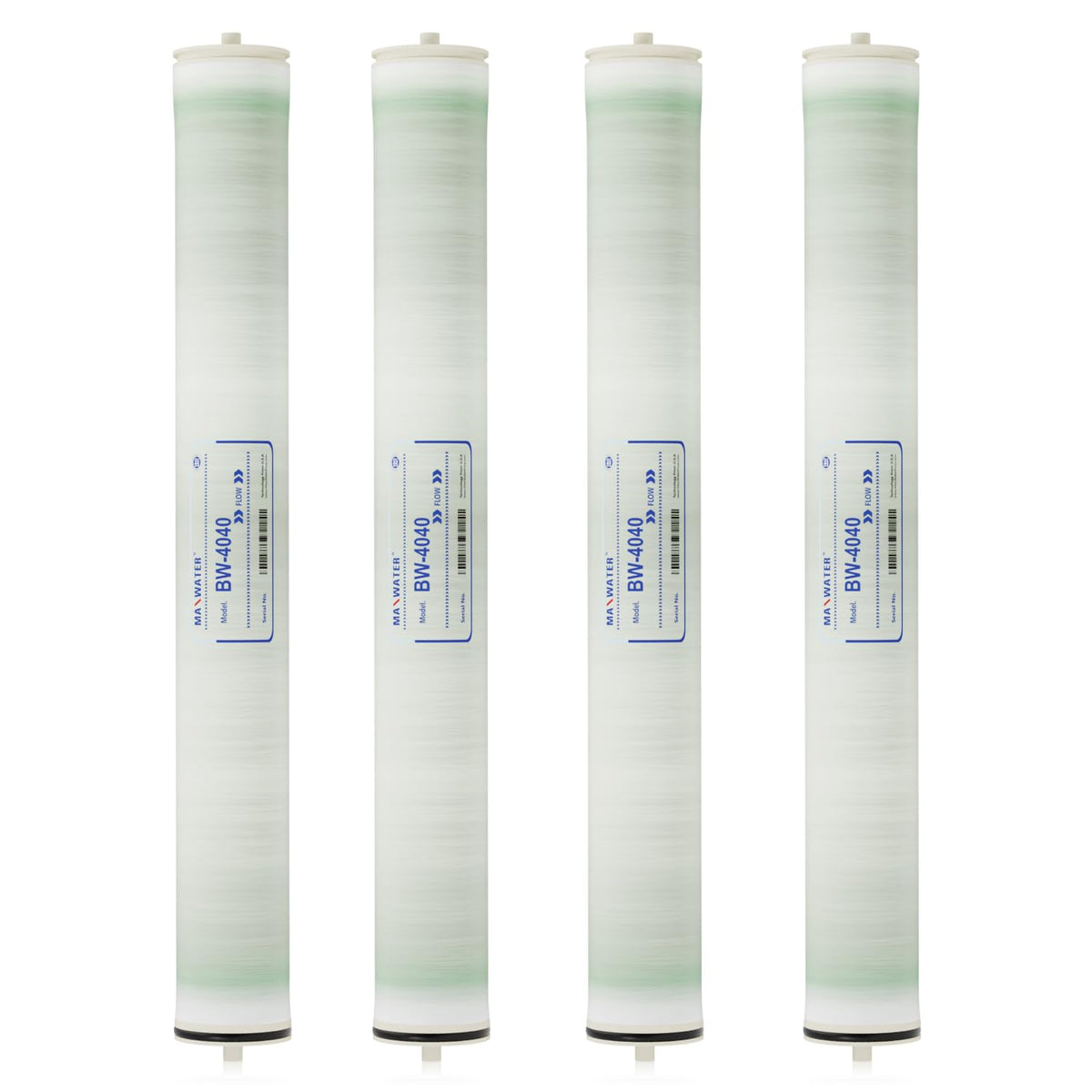 Max Water Brackish Water RO Membrane Element-BW-4040 2400 GPD, Commercial Reverse Osmosis size 4" x 40" good for Industrial, Municipal, Waste Water Re-Use, Car Wash, Whole House etc. (Pack of 4)