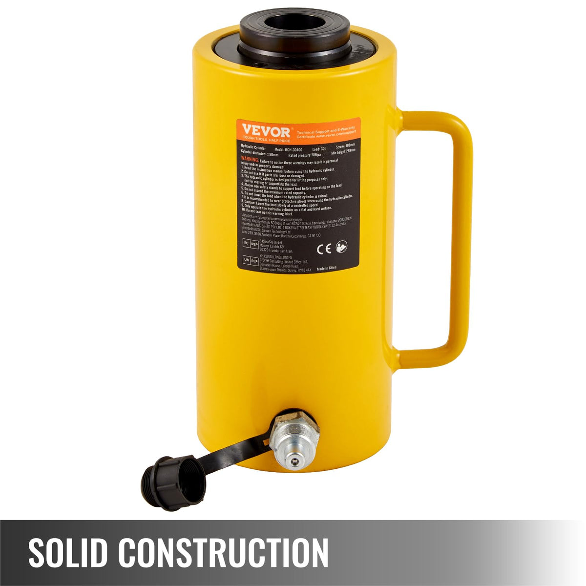 Mophorn Hydraulic Cylinder Jack 30Ton, Solid Ram Hydraulic Cylinder 4Inch, Stroke Single Acting Hydraulic Cylinder, w/Quick Connector Portable Hydraulic Solid Jack Industrial Lifting Jack Ram