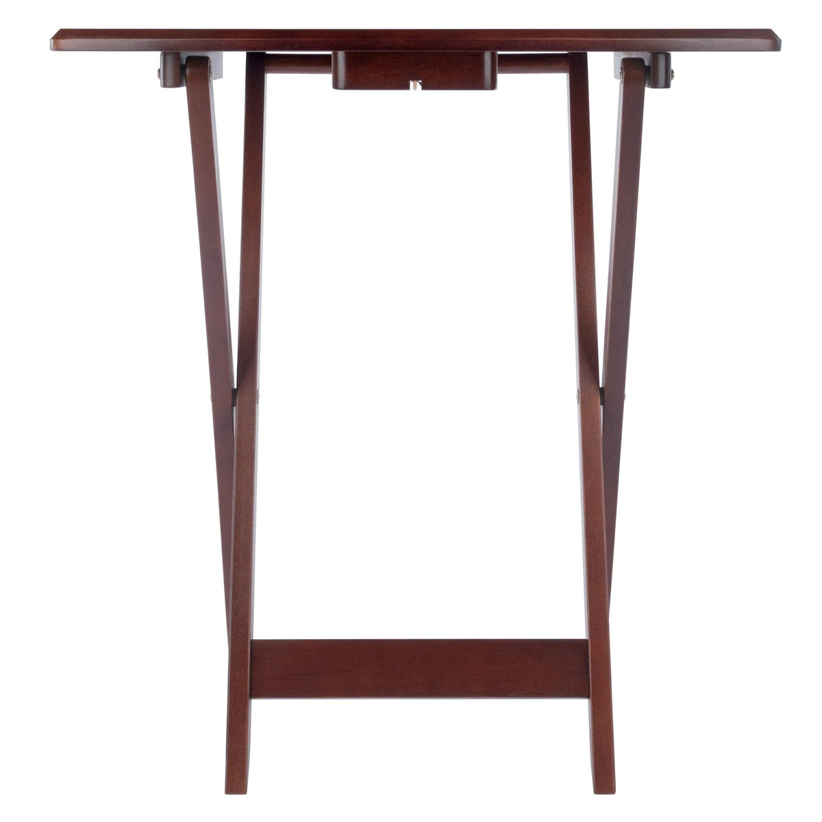 Winsome Darryl Set of 4 Oversized Foldable Snack Tables with Storage Rack, 26" in Walnut, Easy to Store Portable Fold Up Table Set for Kitchen, Living Room TV Dining, Crafts, Puzzles, Work From Home