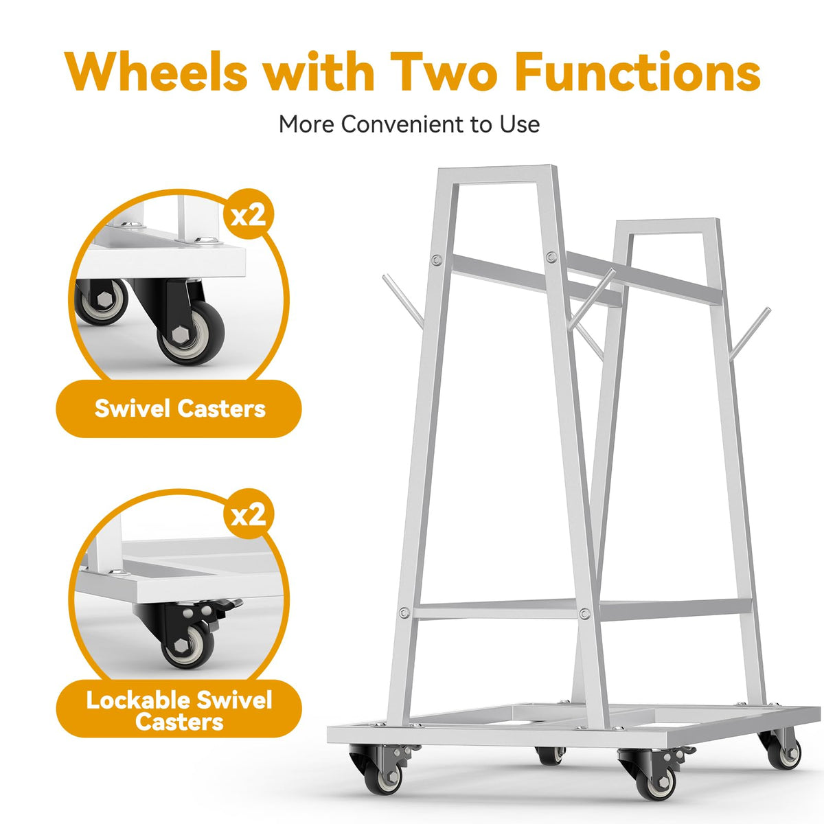 Wash Rack and Mat Transporter, Floor Mat Cart with Casters Commercial Floor Mat Rack with Four Short Rods 42“ L x 28” W x 40“ H