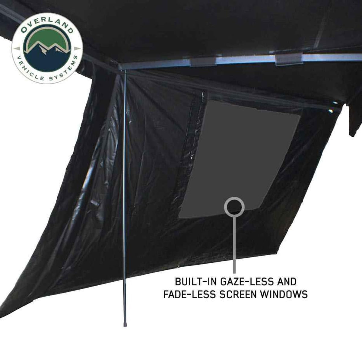 Overland Vehicle Systems XD Nomadic 180 Awning Wall with Windows - 320G Poly Cotton Rip Stop Black Out Matierial - Zipper Attachment Method