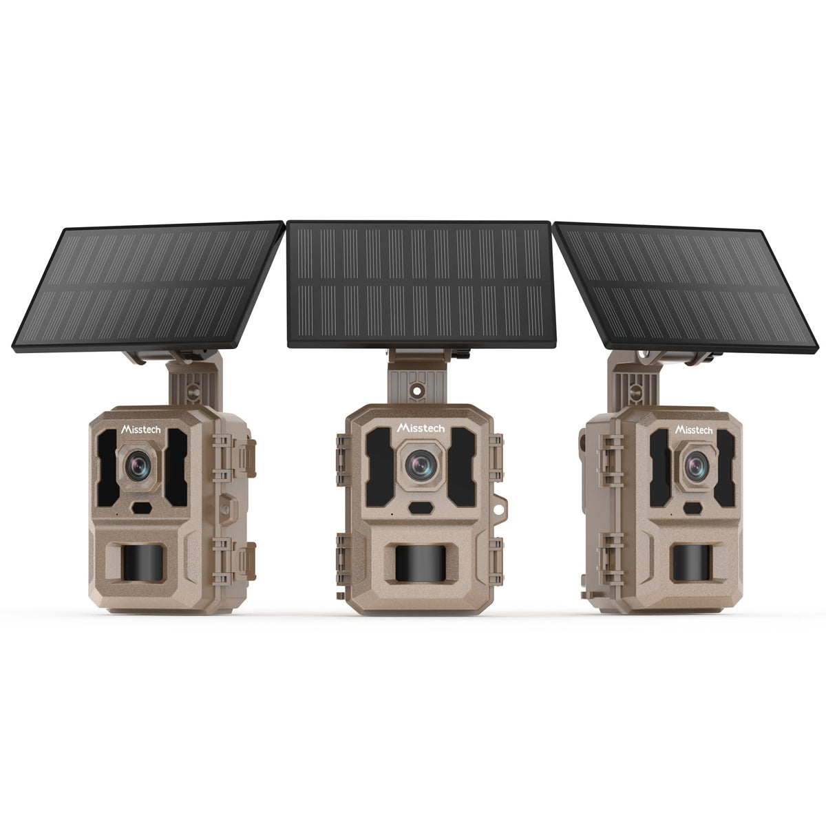 Misstech 4K UHD Solar Trail Camera for Game & Wildlife Monitoring - 0.1s Fast Activation to Record Animals, 64MP/4K Clear Night Vision, No Monthly Fee, App Control, IP66 Waterproof, 32GB SD Card