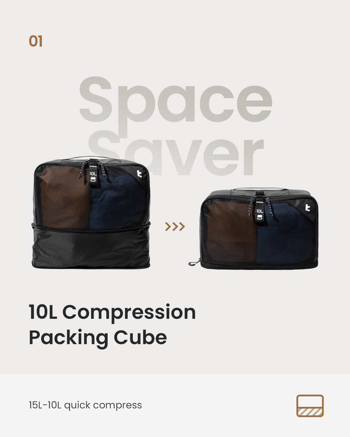 tomtoc Travel Backpack 40L and 3 Set Packing Cubes for Travel Essentials