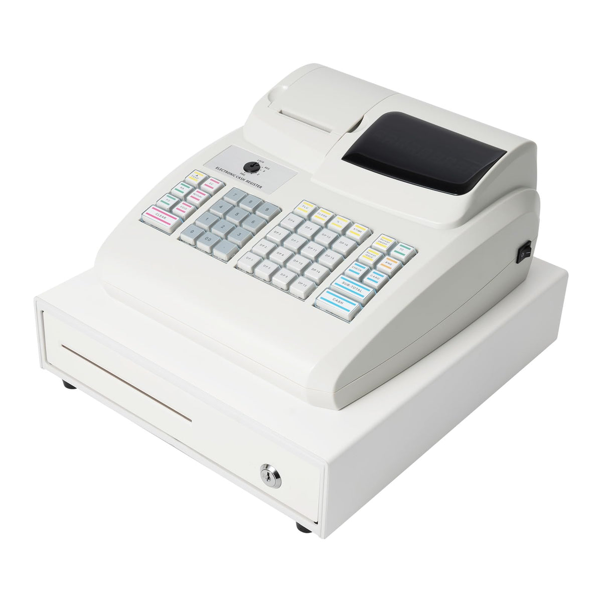 GUEYYSAN ECR100 Electronic Cash Register, 47 Keys Cash Register with High-Speed Thermal Print Head 9-Character LED Register White for Supermarket Shopping Mall Restaurant