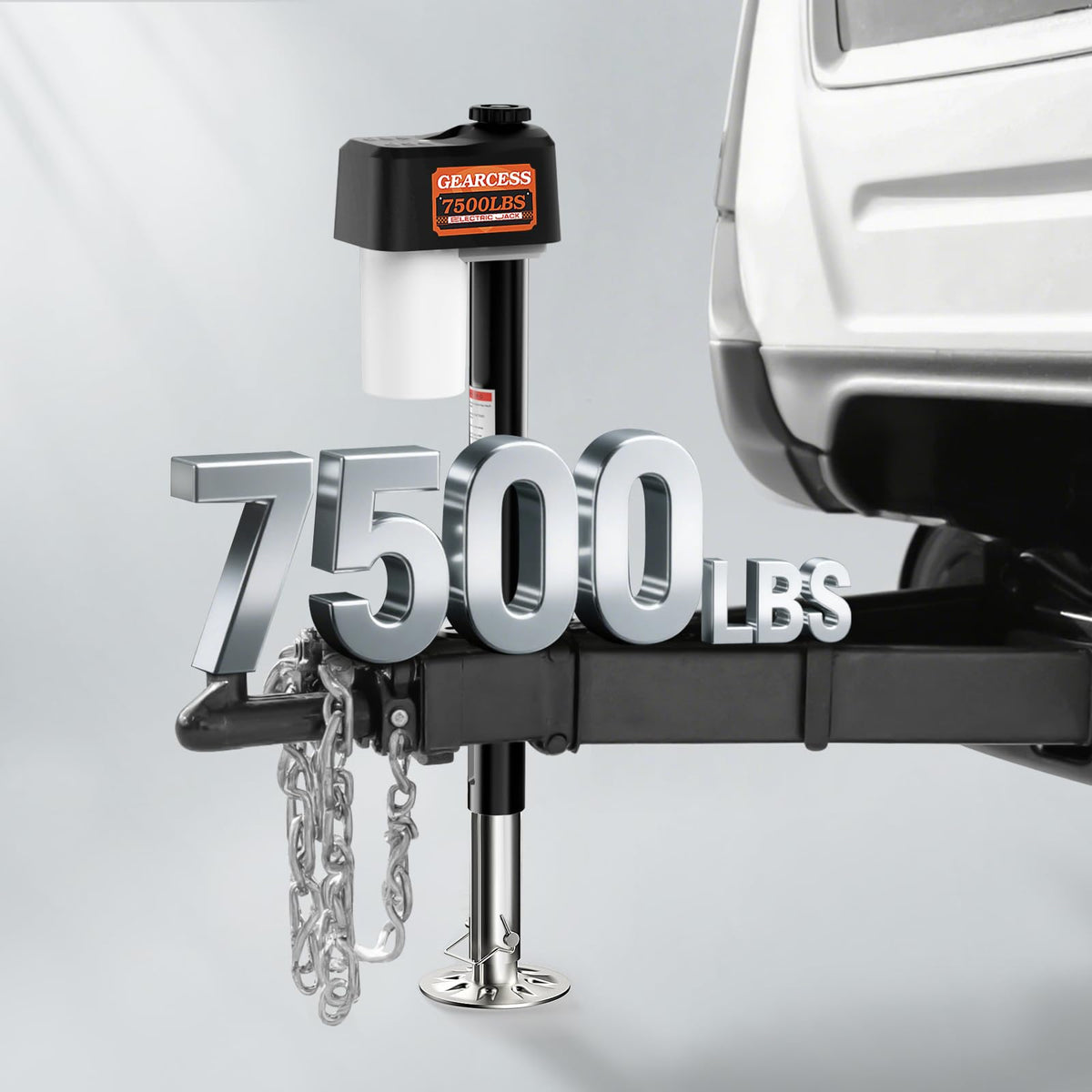 Upgraded 7500LBS Electric Trailer Jack, w/Remote Controls, RV Power A-Frame Tongue Jack with Built-in Spirit Level for Travel Trailer, 10.24"-33.46" IP65 Waterproof, 12V DC Wiring, 5.9 Inch Foot Pad