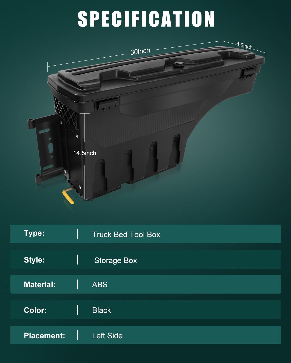 SCITOO Truck Bed Tool Box for Dodge Ram 1500 2019-2021 Left Driver Side,Multi-Compartment Dividers Organized Storage,Heavy Duty & No-Drill Installation