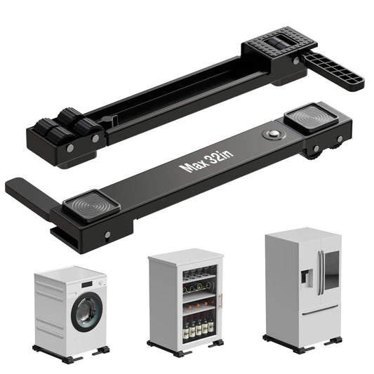 KVRG Appliance Rollers Heavy Duty,Newest Extendable Appliance Sliders,Liftable Washing Machine Base,Easily Move Washer and Dryer Machines,Refrigerators,Furniture-Black