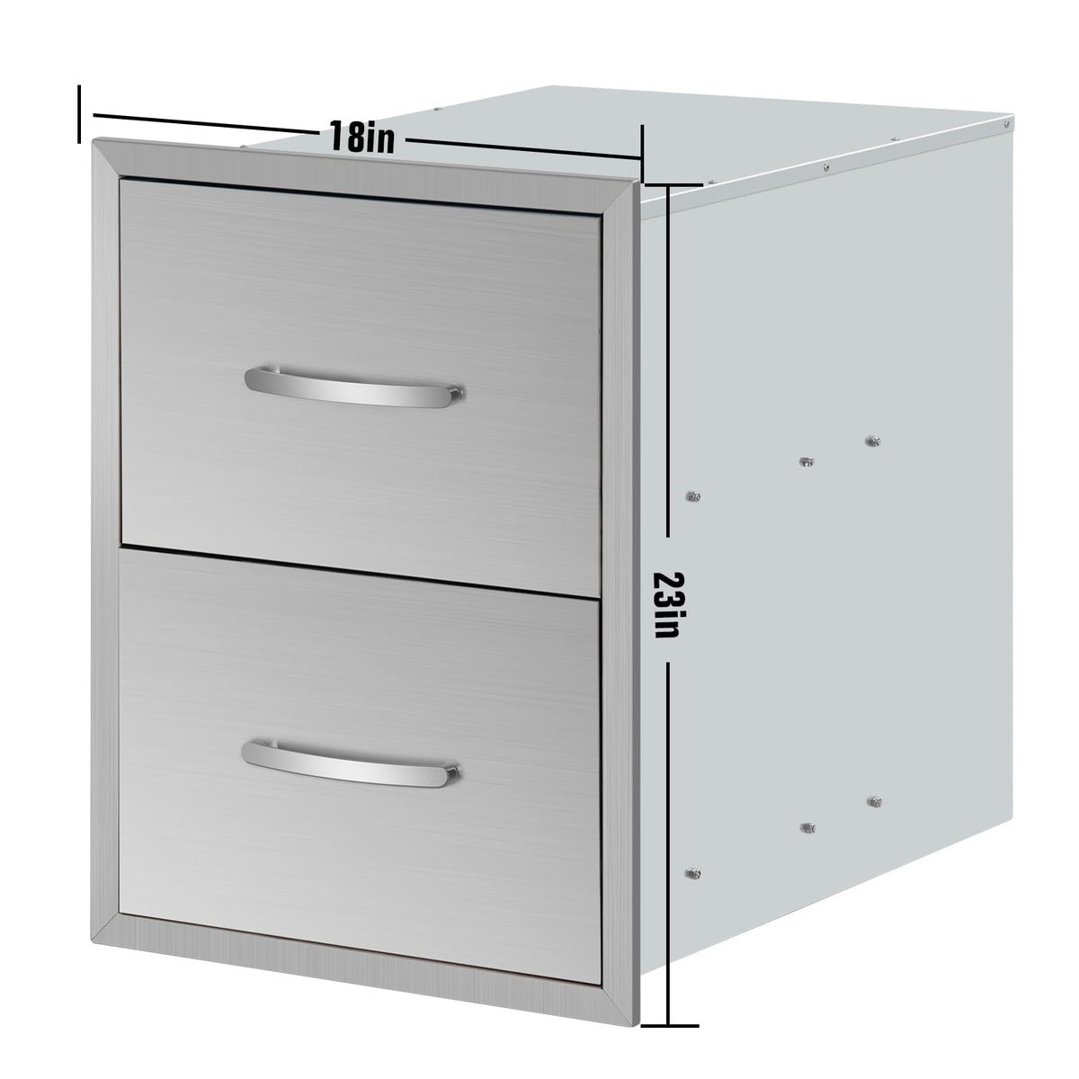 KODOM 18" W x 23" H x 23" D Outdoor Kitchen Double Drawers Stainless Steel Flush Mount BBQ with Handles Access BBQ Island for Outdoor Kitchens or Patio Grill Station