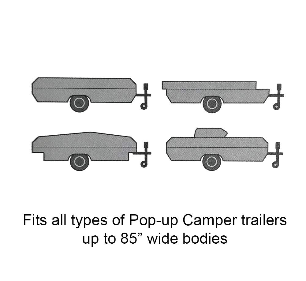 GEARFLAG Pop-up Folding Camper Cover Reinforced Windproof Side-Straps Fits 12'-14', Anti-UV Water-Resistance Heavy Duty Triple Layers for Trailer RV (Fits 12' - 14')