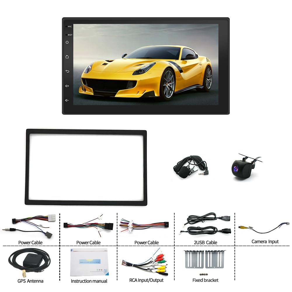 Slakerbe Android 14 Double Din Car Stereo Radio for Chevy Silverado C/K Pickup 2003-2006,7" Car Radio w/Wireless Carplay Android Auto GPS WiFi Bluetooth RDS DSP SWC Mic Backup Camera