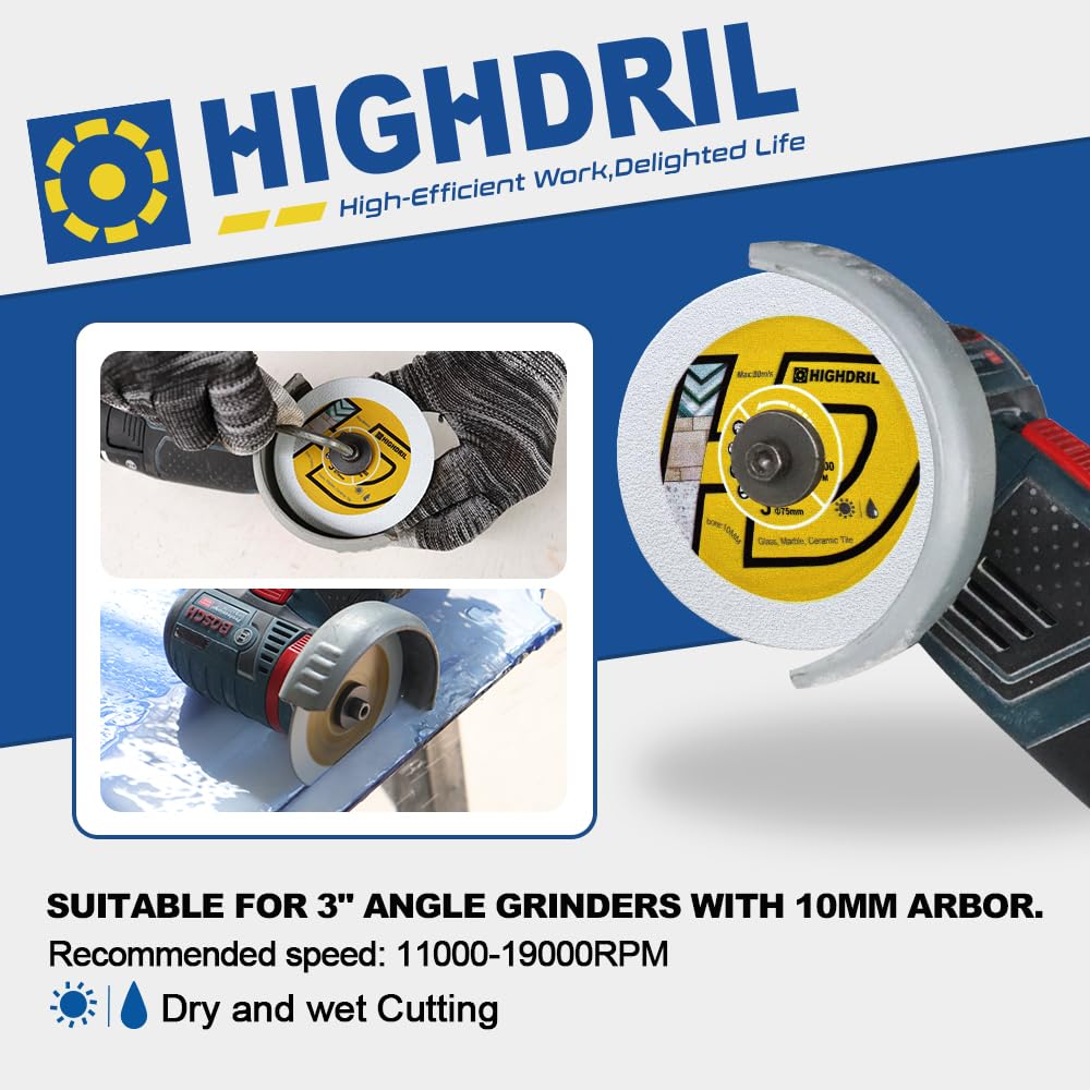 HIGHDRIL 3" 75mm Circular Saw Blade Set 4pcs and HIGHDRIL Diamond Drill Bits Kit