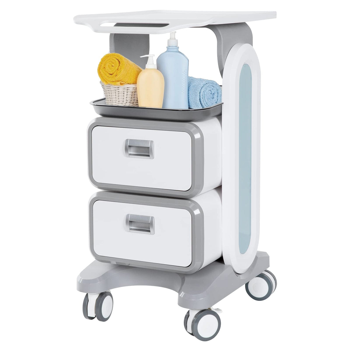 Mobile Medical Trolley Cart 130 Lbs Load Portable Professional for Ultrasound Imaging Scanner Vehicle Beauty Storage Cart with Drawers Tool Tray Wheels for Home Hospital Office Medical Clinic
