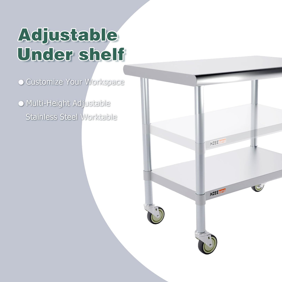 HZEEMFG Stainless Steel Table for Prep & Work 24x36 with Casters, 3ft Commercial Heavy Duty Table with Wheels for Restaurant,Home, Hotel, Laundry Room,Garage,Workshops