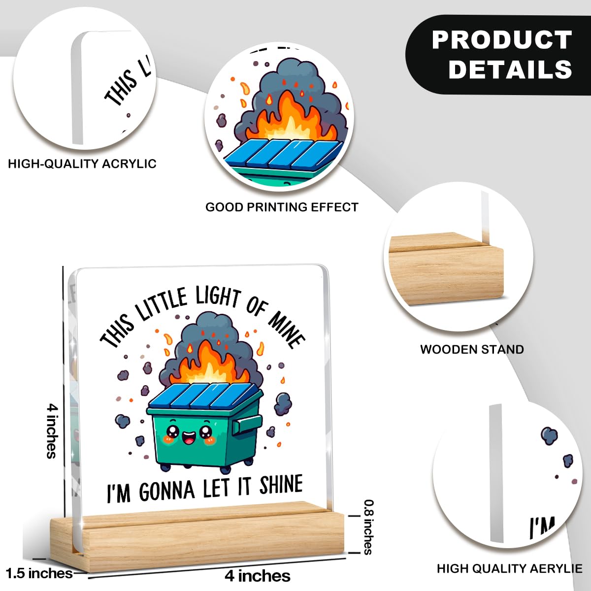 Dumpster Fire Desk Decor, Dumpster Fire Desk Accessories, Funny Office Decor, Coworker Gifts, Inspirational Gifts for Women Men Boss Friend, Acrylic Plaque for Home Office Tabletop Shelf