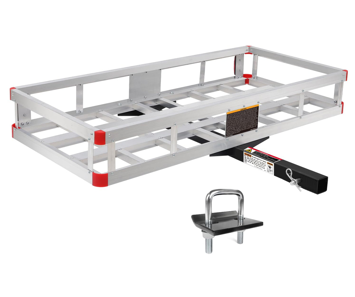MaxxHaul Aluminum Cargo Carrier with Hitch Tightener Trailer Hitch Mount for RV Truck SUV Van Car with 2" Receiver - 500 lb. Load Cap. 47.25" x 20.25 x 6 Inner Dims. 49" x 22" x 6" Outer Dims.