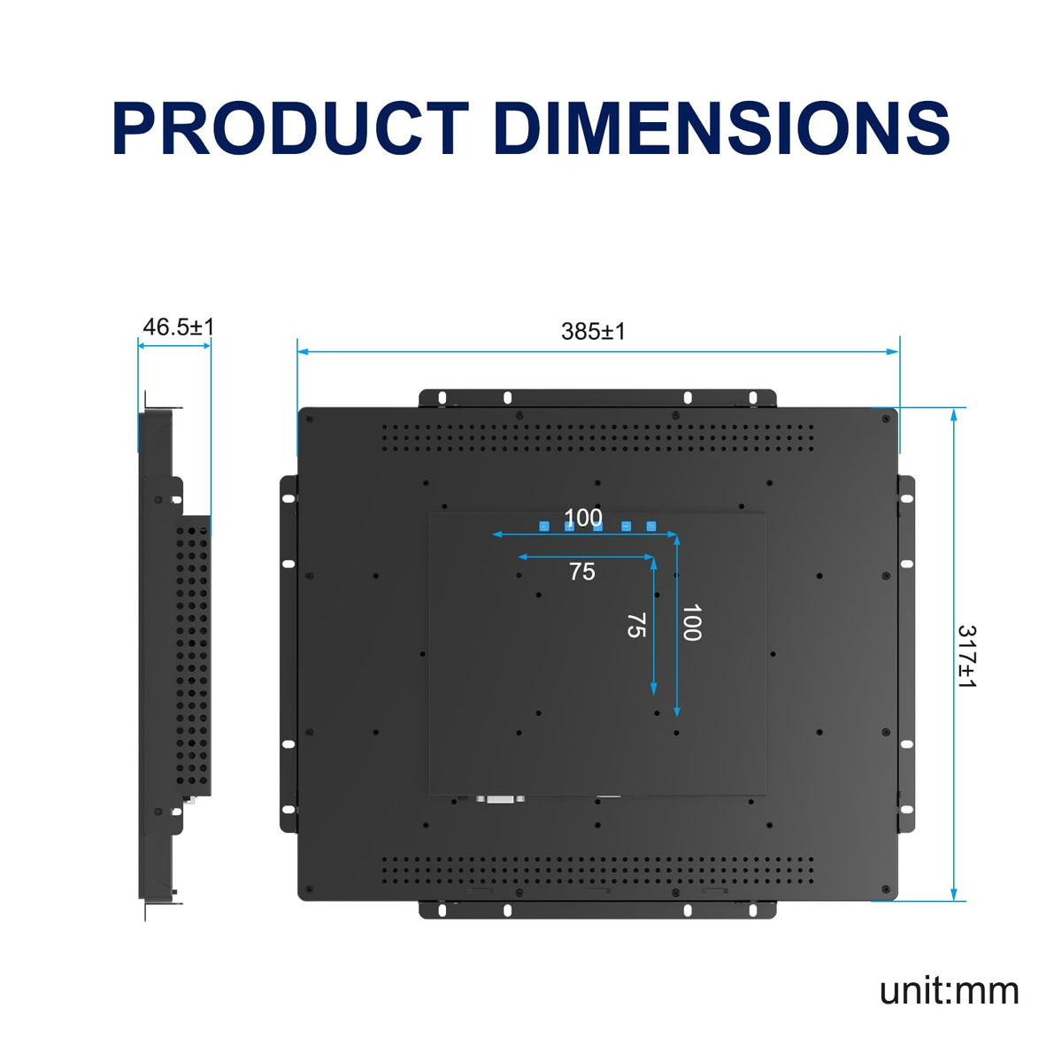 Bosunre 17 Inch Open Frame Design Touch Screen Monitor Display with VESA & Rear Mounting Bracket for Kiosk Industrial Automation Retail Self-Service