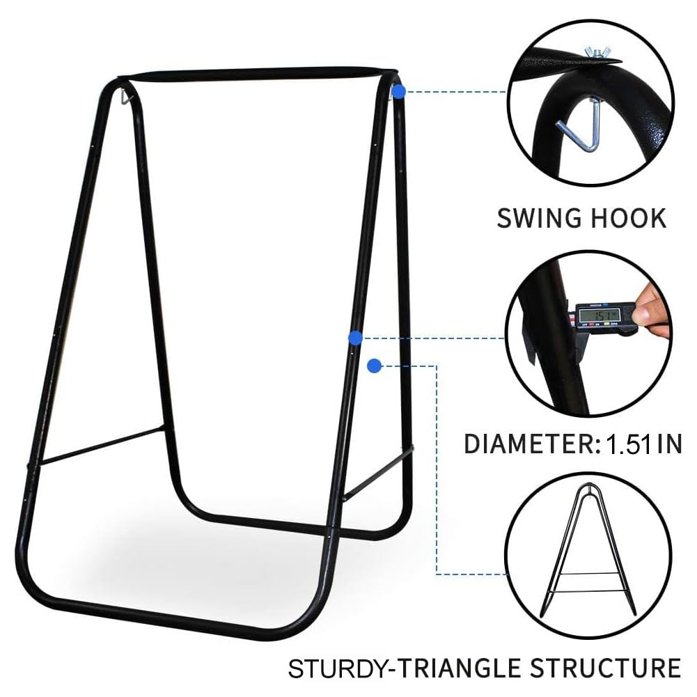 PIRNY Hammock Chair with Stand,Heavy-Duty Hammock Stand with Large Indoor Swing,MAX Load 500 LBS,Hanging Chair with Stand for Indoor Outdoor,Swing Chair with 2 Cushions Included(Green)