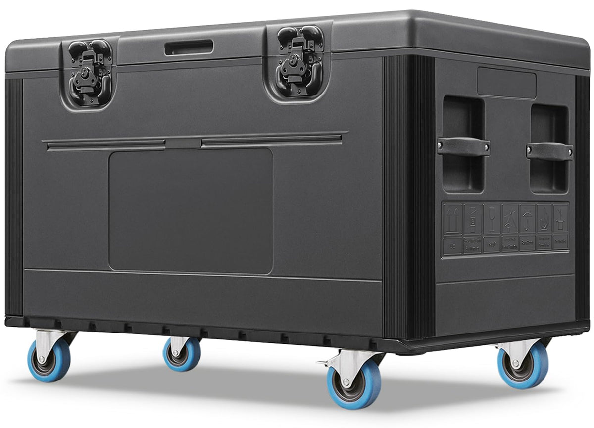 Diandian Utility Cable Trunk Road Case with Wheels, 44" x 22" x 24" Professional Stackable Heavy Duty ATA Rolling Road Case, for Pro Audio & DJ Equipment Storage, Transport for Touring with Casters