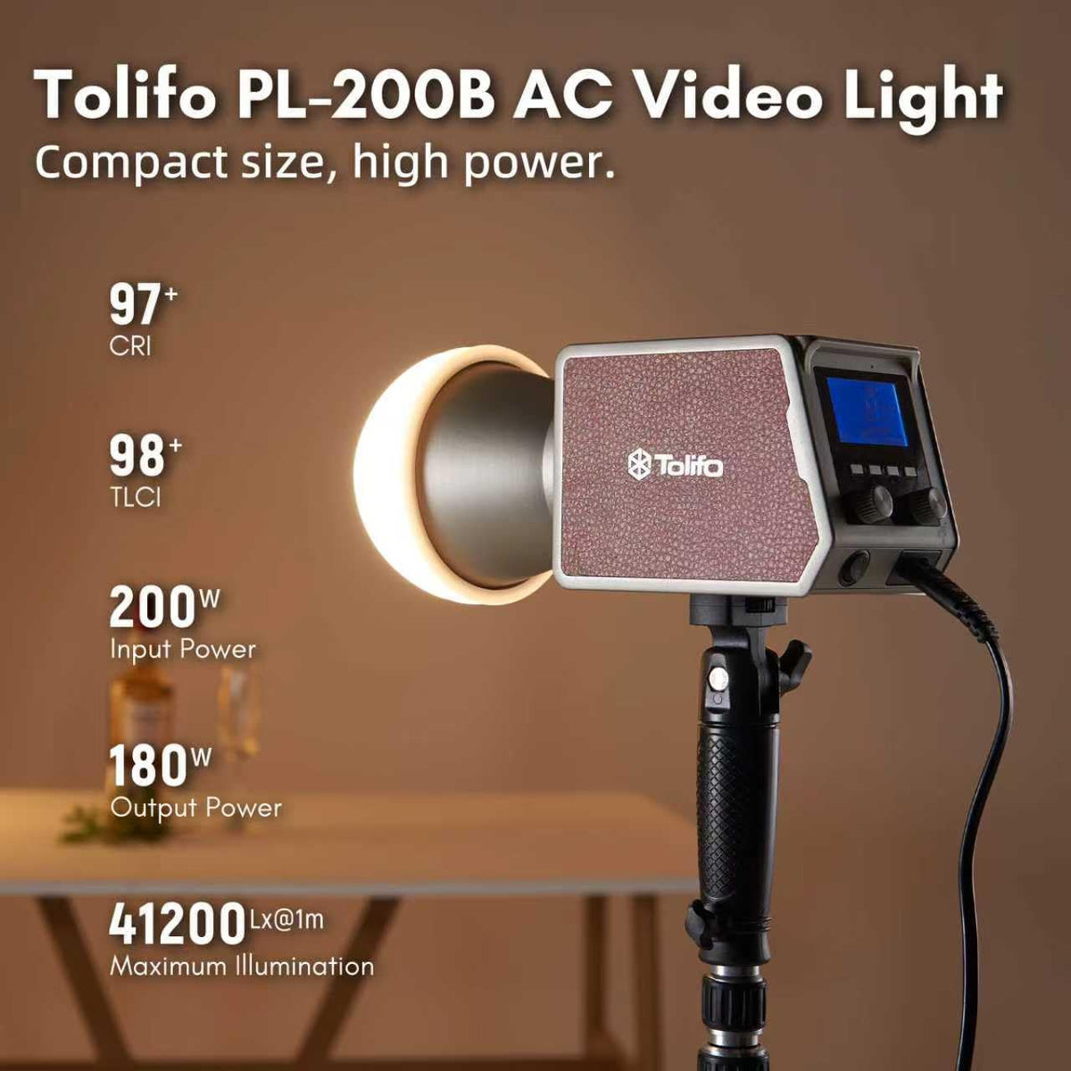 Tolifo 200W Bi-Color Handheld Spotlight Silent COB LED Video Light Kit, 2700K-6500K CRI97+/TLCI98+/12 Effects/APP Control, 360° Fill Lights for Photography/Studio/YouTube/TikTok/Live Streaming