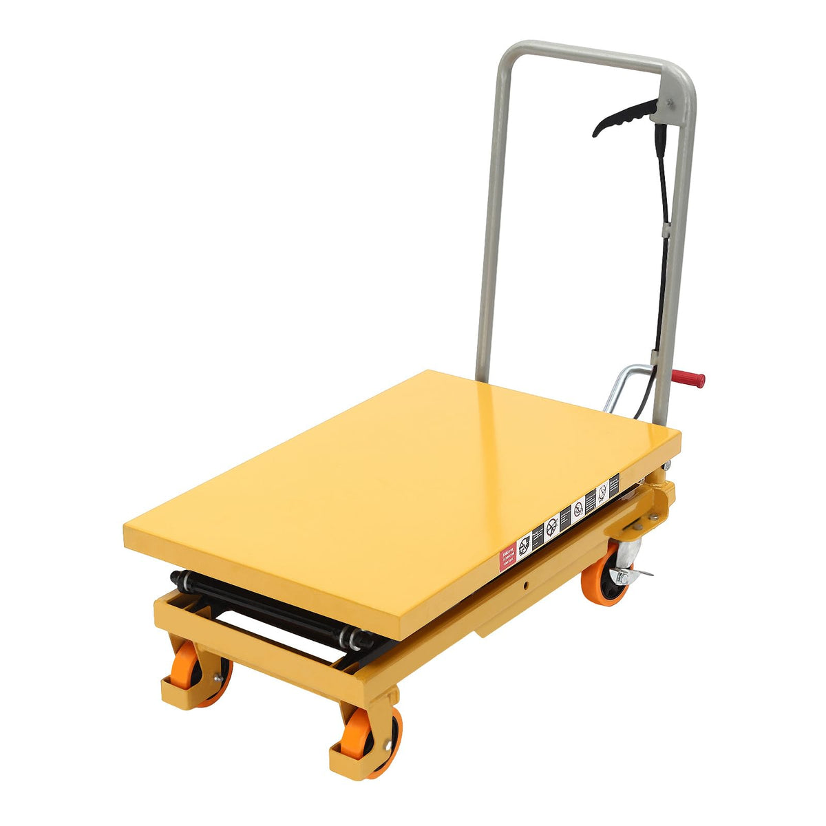 Hydraulic Lift Table Cart 770lbs Load Capacity 51 Inch Lifting Height Manual Hydraulic Double Scissor Cart with Wide Deck, 4 Locking Wheels for Material Handling & Transportation
