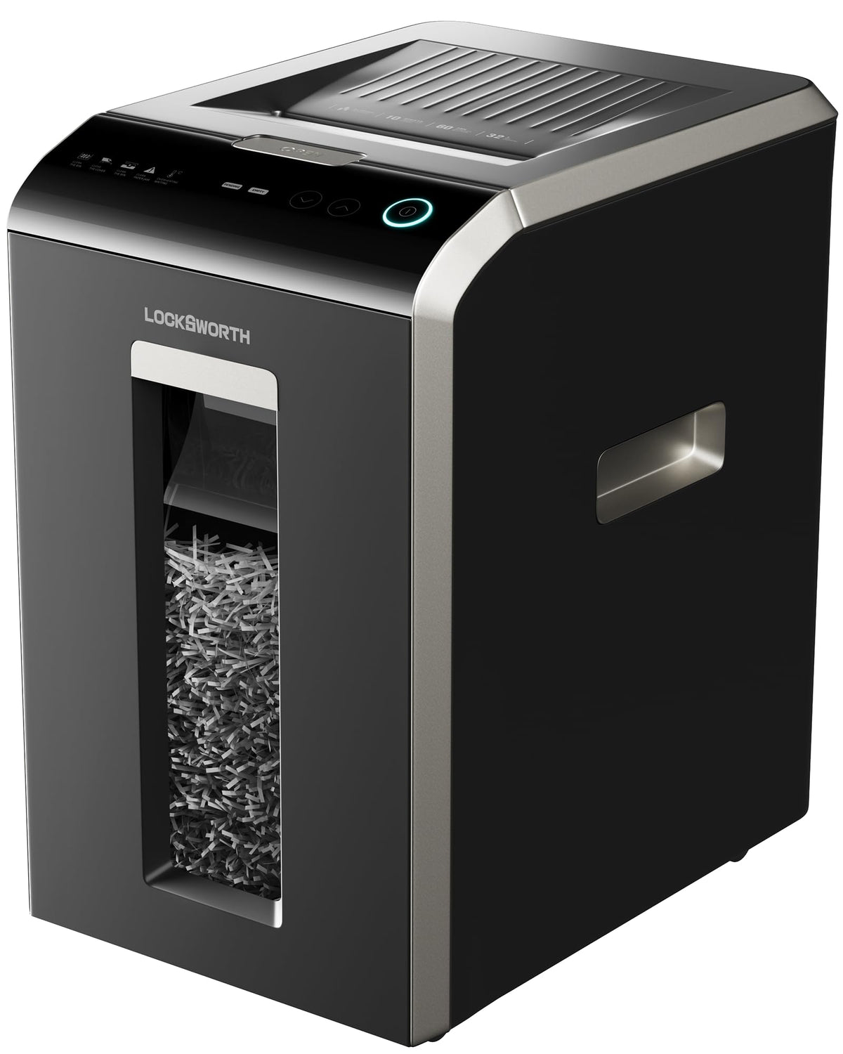 Locksworth 200-Sheet Micro Cut Shredder for Home Office, 8.5 Gallons Bin P-5 High Security Shredders for Paper, CD, Credit Card, Staple, Clip, Heavy Duty Commercial Paper Shredder with Casters
