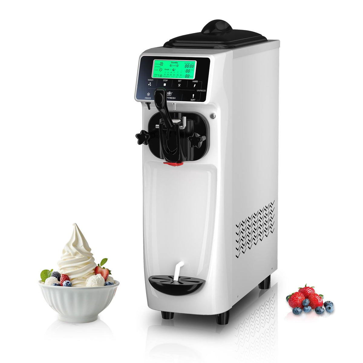 Ice Cream Maker Machine for Home, 5 Inch Screen Soft Serve Ice Cream Machine 3.5 Gals/H Single Flavor Ice Cream Maker with Pre-Cooling Soft Serve Machine with 1.6 Gals Tank for Birthday Party