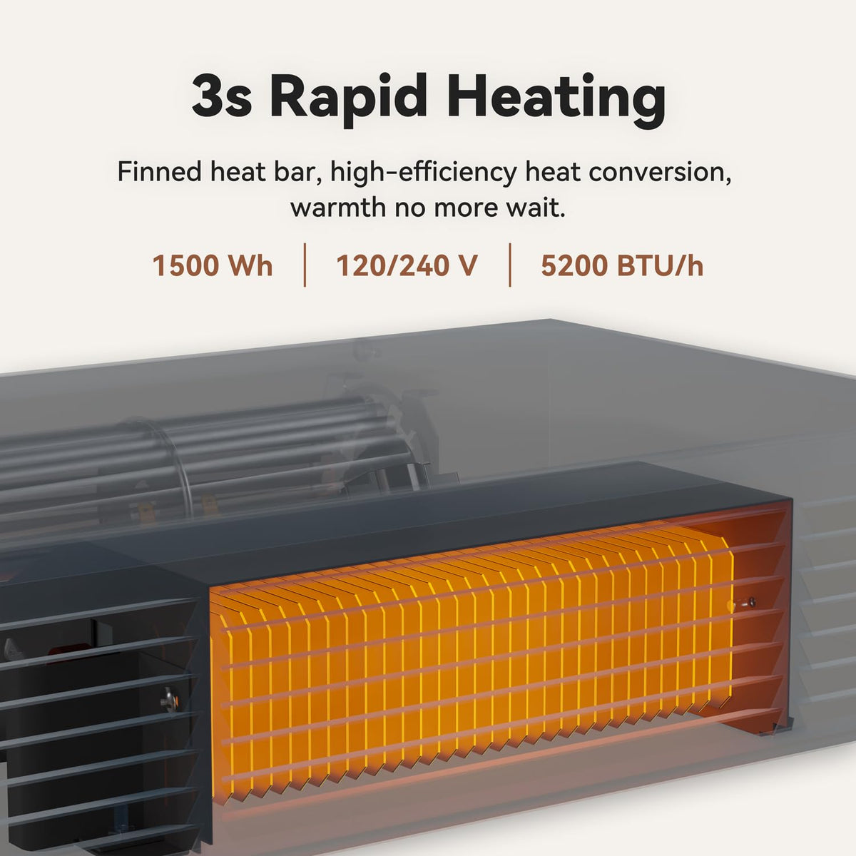 AIREPUSH Electric Kickspace Heater with Built-In Thermostat and Timer, 1500W Plinth Heater HTA15-ULTRA for Cabinet Kickspaces, Vanities and Stairways, White