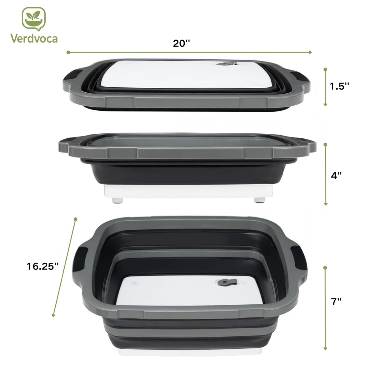 Verdvoca 1 Pcs 30L & 2 Pcs 16L Collapsible BBQ Prep Tubs with Lids for Fruit Prep & Washing, Meal Marinating and Food Storage