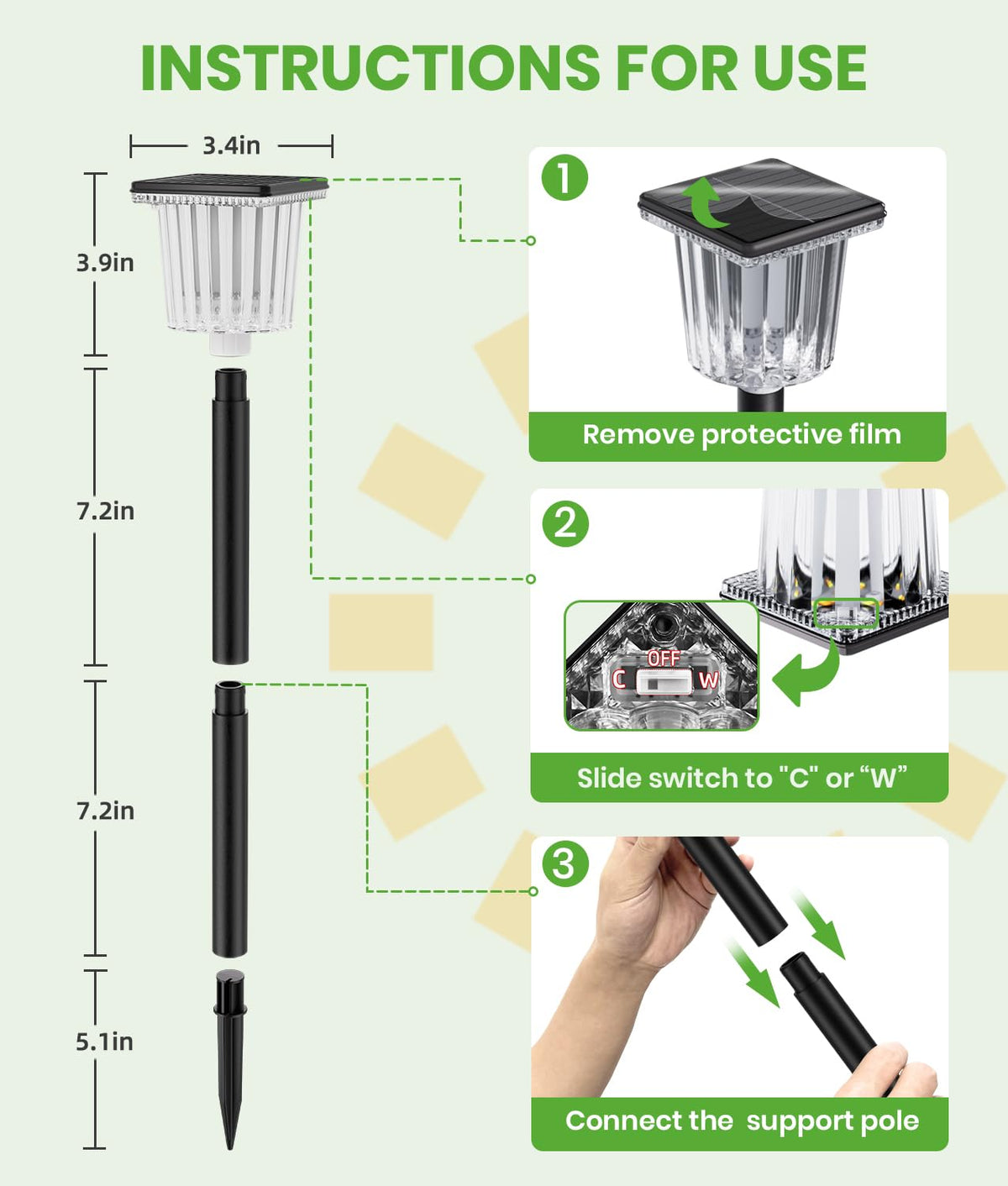 BITPOTT Super Bright Solar Pathway Lights 12 Pack, Adjustable Warm & Cold Solar Lights Outdoor Waterproof IP65, Auto On/Off, Outdoor Decor Light for Garden, Landscape, Path, Yard, Patio, Driveway