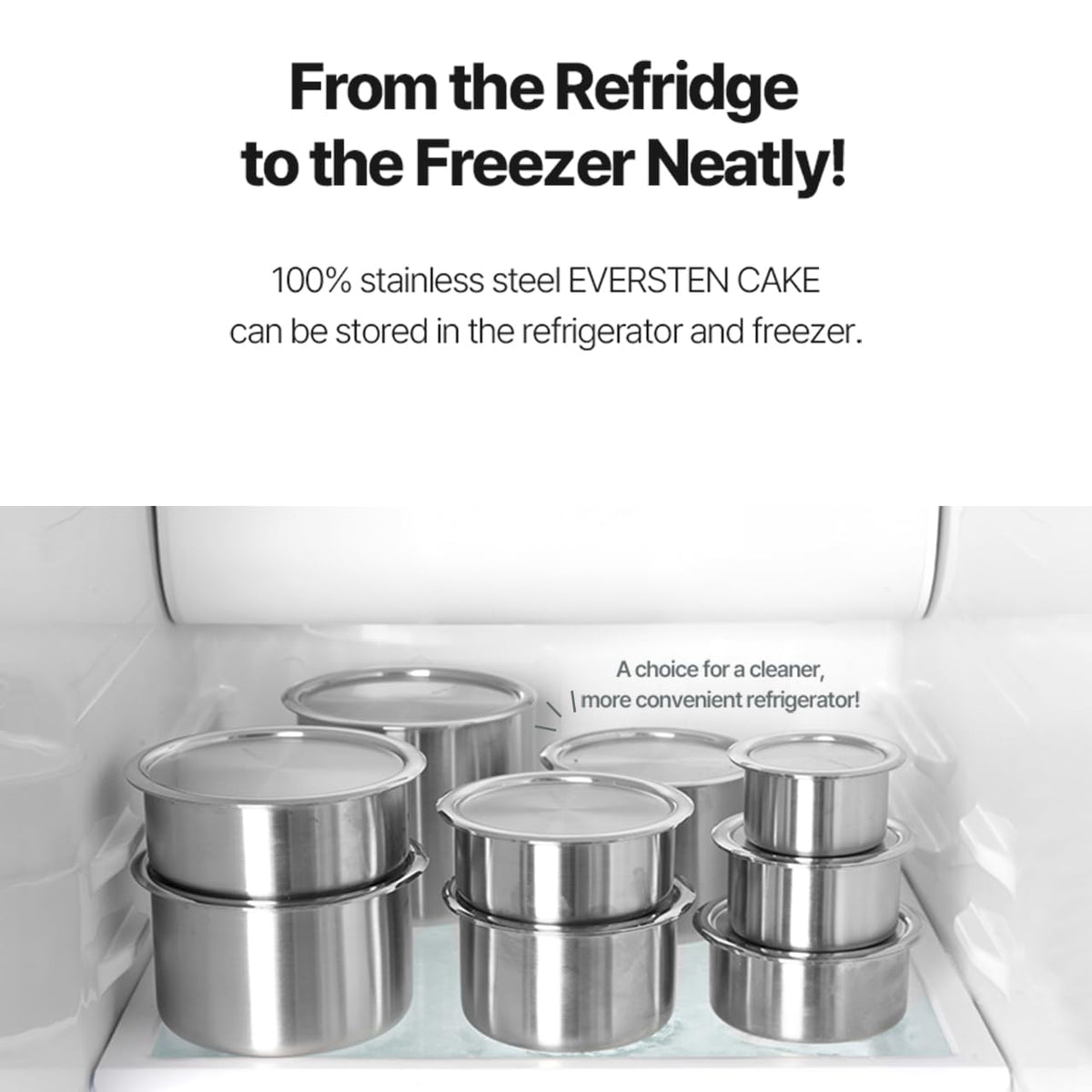 EVERSTEN CaKE 5PCS Stainless Steel Food Storage Containers With Lids 5PCS Canister Set Kitchen Appliances Dishwasher Safe Premium South Korea