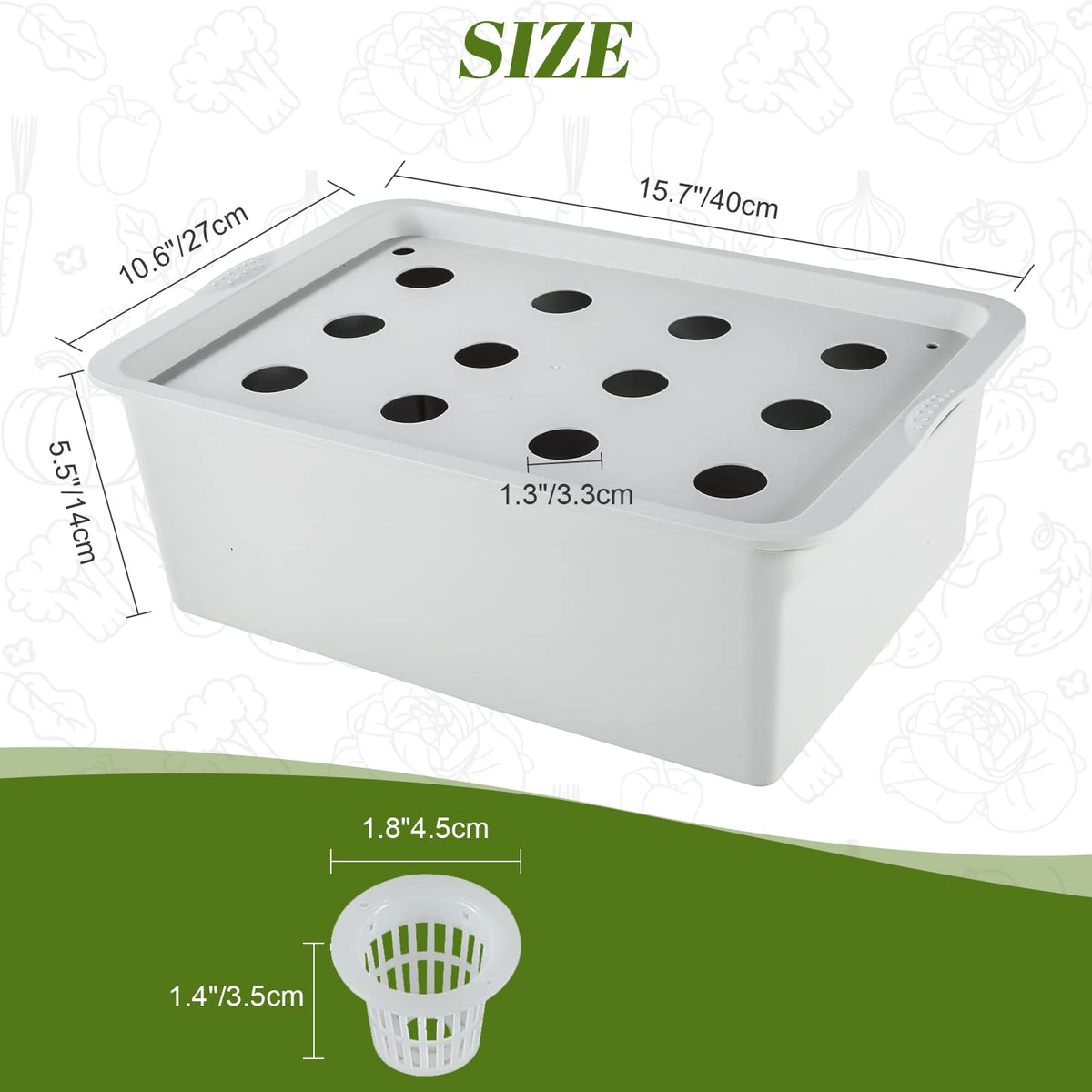 MAOPINER Indoor Hydroponic Grow Kit with Bubble Stone, 12 Sites (Holes) Bucket, Air Pump, Sponges - Best Indoor Herb Garden - Grow Fast at Home