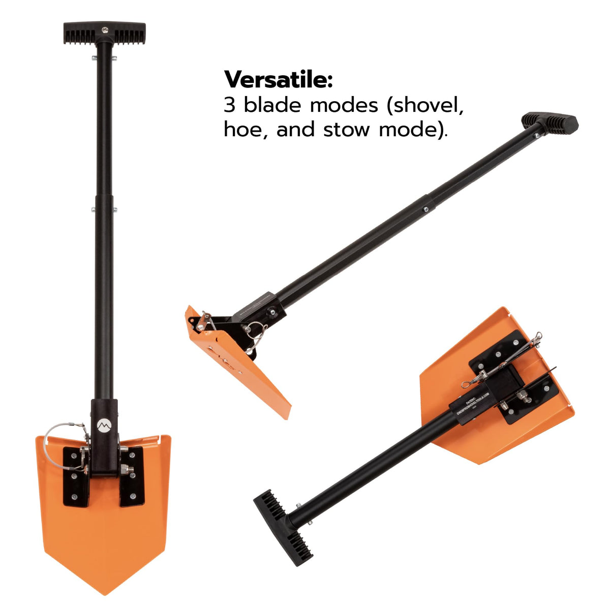 DMOS Delta Shovel - Collapsible Heavy-Duty Steel Folding Shovel for Camping, Overlanding, Survival, Military, Hunting, & Off-Road Use - Signal Orange - Compact