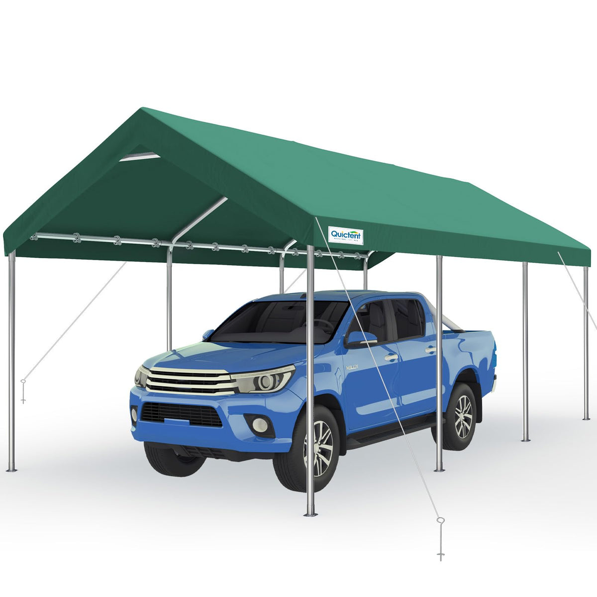 Quictent 10x20 ft Heavy Duty Carport Canopy Galvanized Car Tent Outdoor Garage Boat Shelter with Reinforced Structure, with Hanging Edge - Green