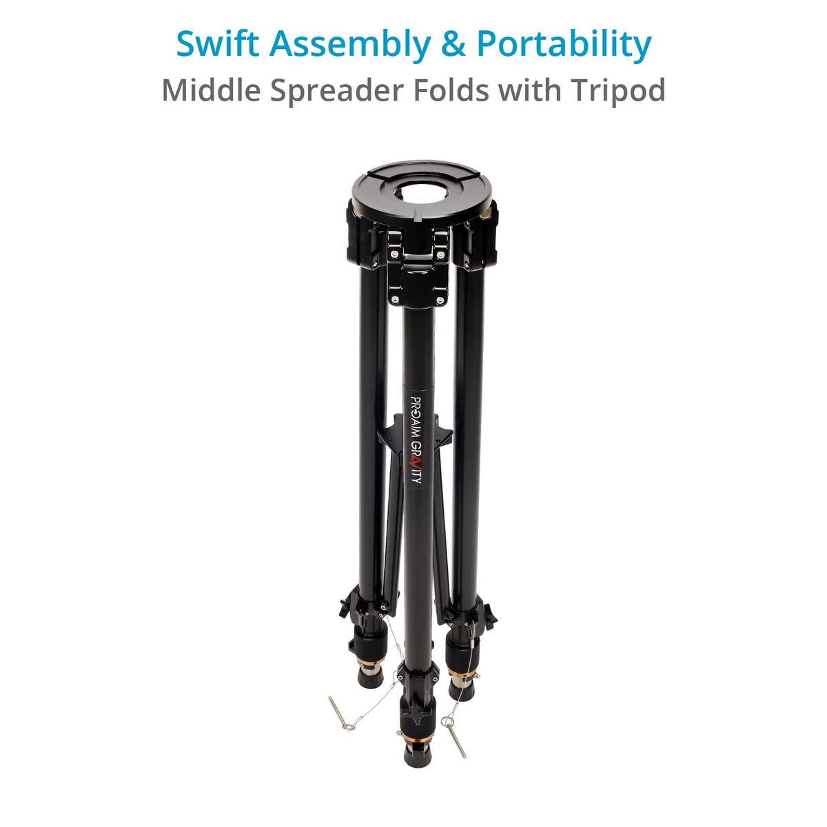 Proaim Gravity Heavy-Duty Camera Tripod Stand - Flat Base for Heavy Camera, Slider, Jib/Crane, Geared Headed & More. Payload up to 250kg / 550lb. (TP-GVTY-01)