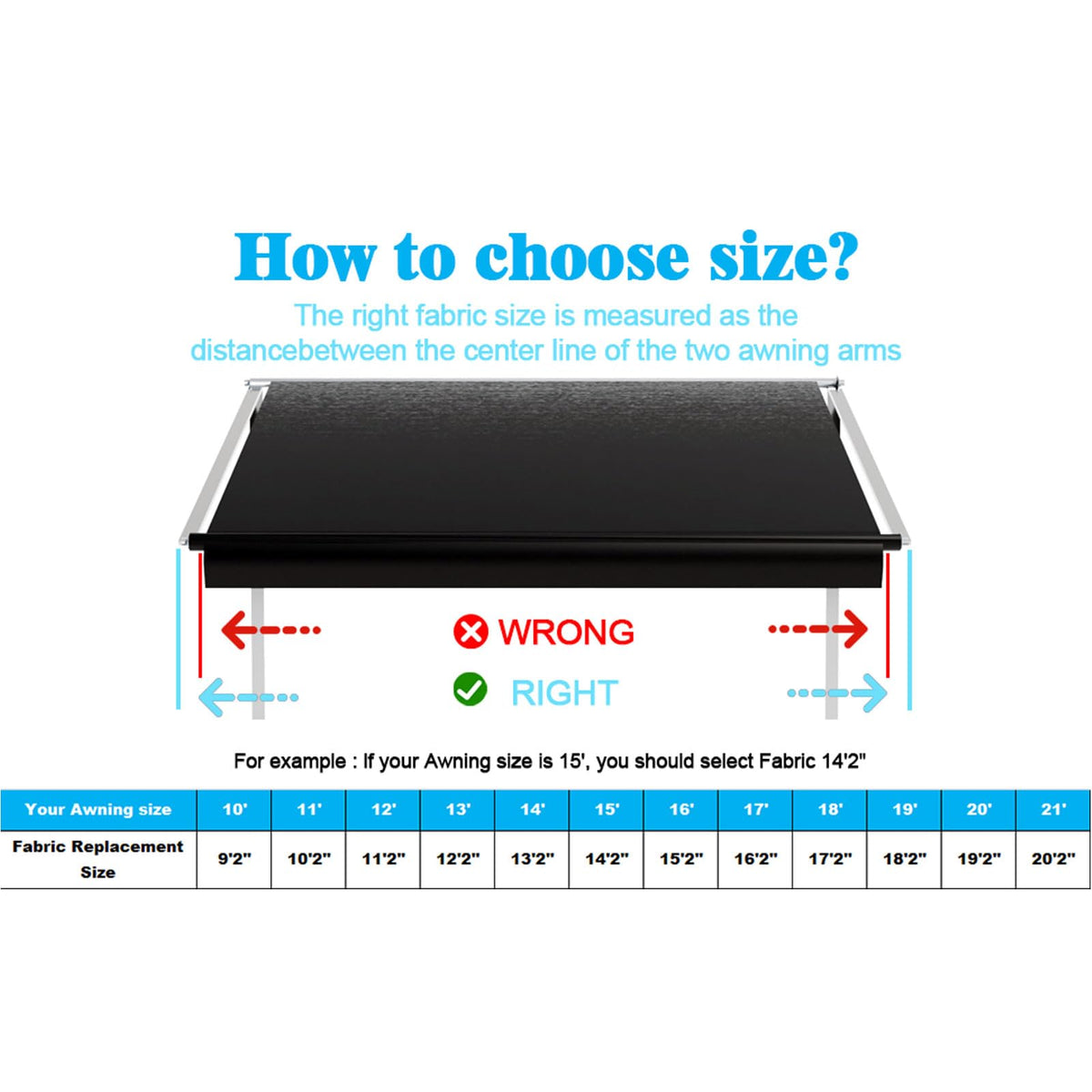 CYLAND RV Awning Fabric Replacement,Camper Trailer Motorized Awning Replacement for Motorhome,Heavy Duty Weatherproof 18.5oz Outdoor Vinyl RV Canopy 20'(Fabric 19'2") Black Fade