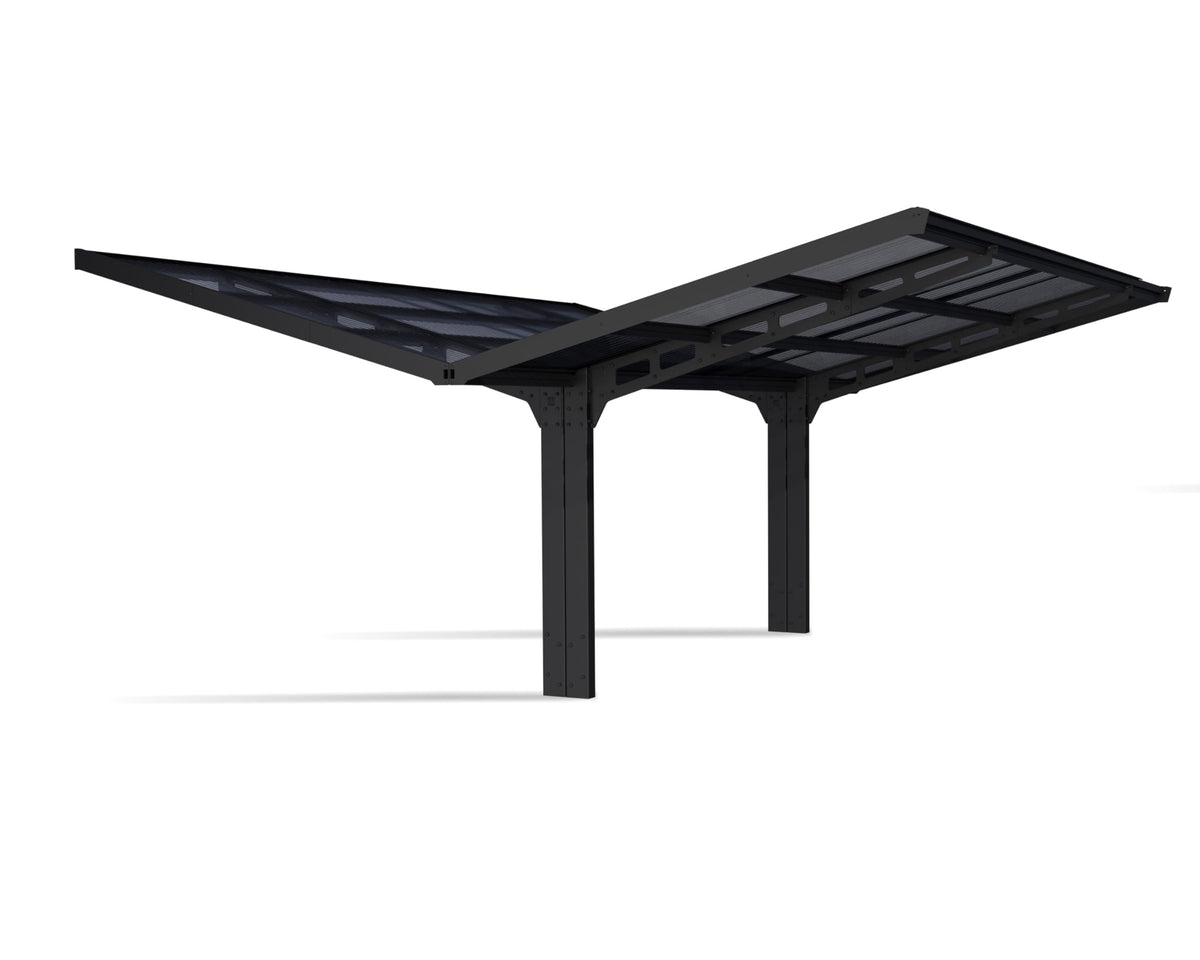Palram - Canopia Sydney 19 Ft. x 19 Ft. Carport, Black & Gray