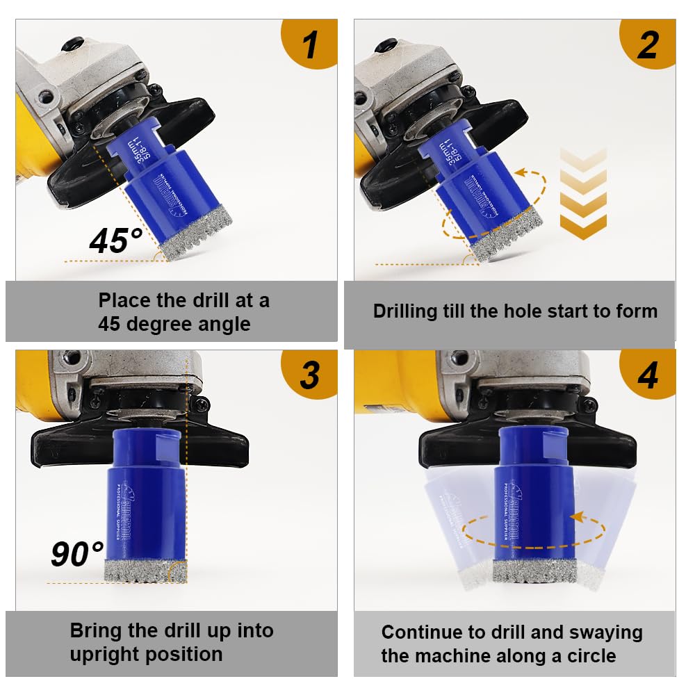 SHDIATOOL Diamond Drill Core Bits Kit Hole Saw Sets Diamond Drilling Mould Guide for Porcelain Tile Marble Ceramic Granite with Hollow EVA Guide Jig 12pcs(6/6/8/20/25/35/50/75/100/20MM/2inch/SDS)
