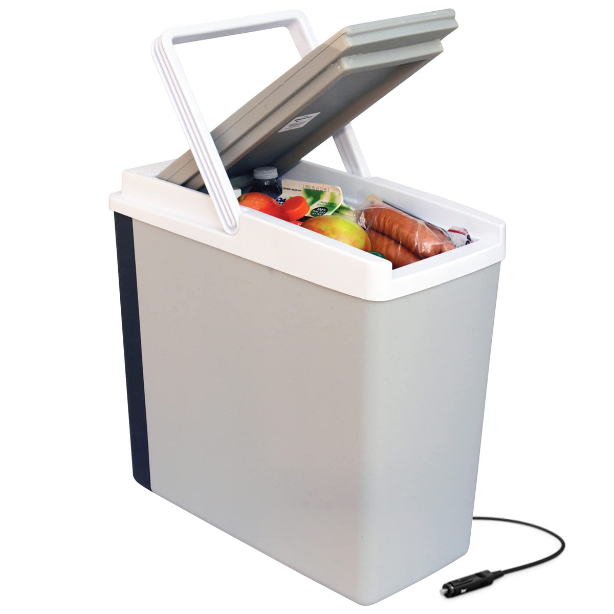 Koolatron Electric Portable Cooler Plug in 12V Car Cooler/Warmer, 18 qt (17 L), No Ice Thermo Electric Portable Fridge for Camping, Travel Road Trips Trucking with 12 Volt DC Power Cord, Gray/White.