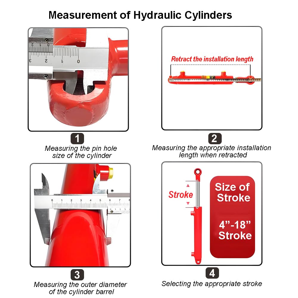 RHKING 2x8 Hydraulic Cylinder 3 Ton Double Acting Welded Hydraulic Cylinder 2" Bore x 8" Stroke with 3/8" JIC 37°(9/16"-18 Thread) Hydraulic End Connectors Maximum Thrust Force 6613lbs
