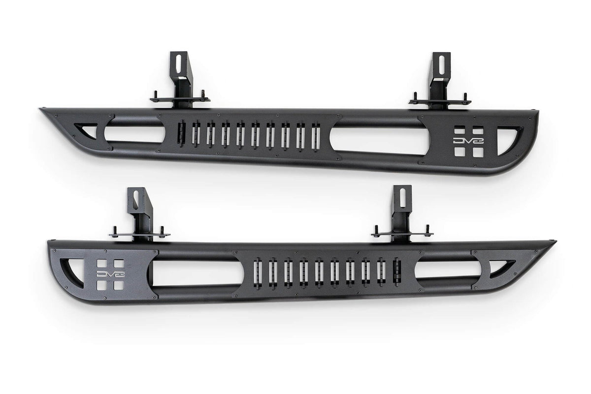 DV8 OE Plus Side Steps for 2018-2026 2-Door Jeep Wrangler JL | Gripped Top Plates to Prevent Slippage | Multi-Mount Design for Stability | Fully Bolt-On | Micro-Texture Black Powder Coat Finish