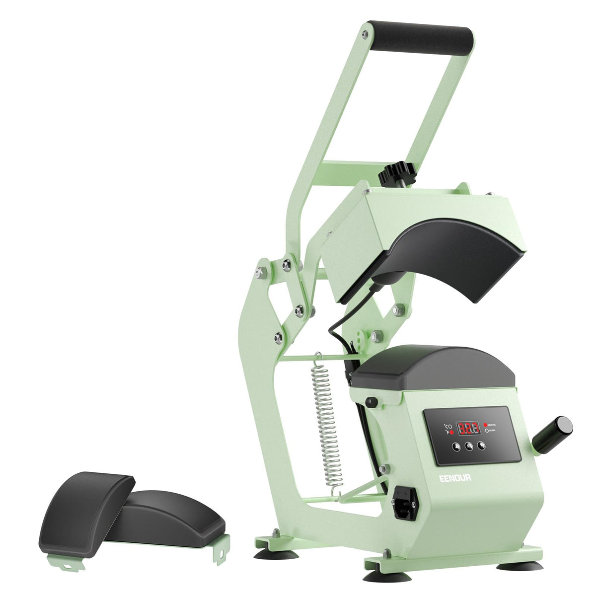 Hat Press Heat Machine for Caps with 2 Platens, Precise Temp&Timer Control, Hat Heat Press with Timer Auto Starter, Sublimation Hat Press for Trucker Hat & Iron on Vinyl, Heat Transfer (Light Green)