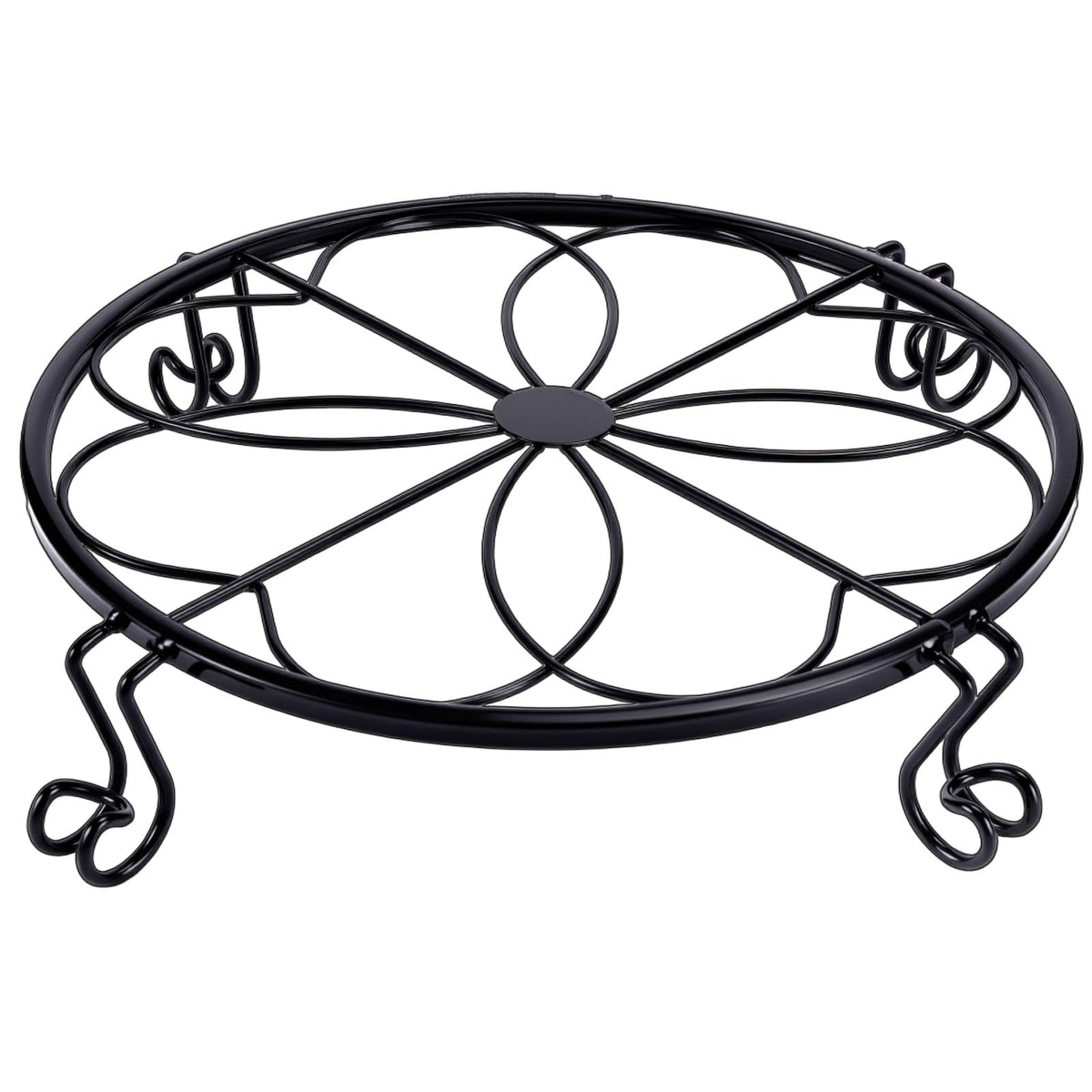 1/2/4 Pack 9/10/12 Inch Heavy Duty Iron Plant Stands - Rustproof Metal Flower Pot Holder for Indoor Outdoor Use, Round Wrought Iron Planter Stand for Corner Gardening, Patio, Balcony Decor- Black (9IN1PCS)